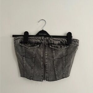 Gray Denim Bustier Top